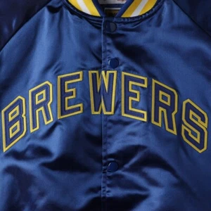 Mitchell & Ness Milwaukee Brewers Authentic Cooperstown LIGHTWEIGHT SATIN JACKET - Picture 1 of 3