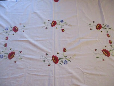 Nappe N°351 en coton fleurs brodées 220 x 145 cm - Photo 1/4