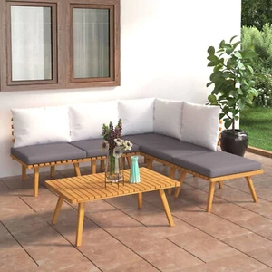 6 Piece Garden Set with Cushions Solid Acacia Wood H0U2 - Picture 1 of 12
