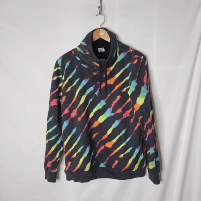 Victoria's Secret PINK Rainbow Zebra Stripe Sherpa Lined Cowl Neck Pullover Swea - Imagem 1 de 4