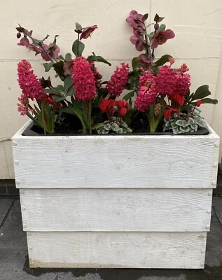 Stunning Raised Bed Planter Made from White  Concrete - Easy To Move Used - Image 1 of 4