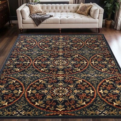 Fancy Traditional Geometric Abstract Medallion Floral Indoor Area Rug Or Runner - Image 1 of 2