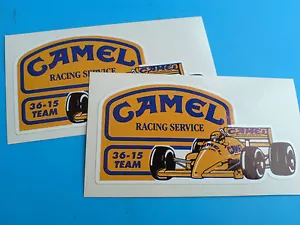 CAMEL RACING SERVICE F1 Vintage Classic Retro Stickers Decals 2 off 80mm - Picture 1 of 1