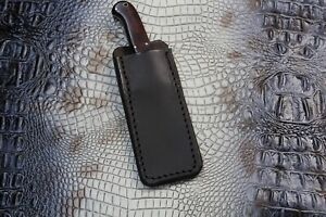 Custom Handmade Brown Leather Fixed Blade Pocket Knife Sheath. Sheath Only