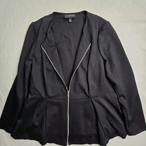 Chaqueta Lane Bryant Cremallera Frontal Peplum Mujer Talla Mediana Negra Ponte Tejida - Imagen 1 de 9