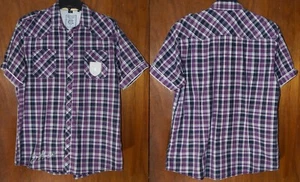 Camisas premium Buffalo David Bitton para hombre (L) a cuadros SS corte occidental deletreado D-32 - Imagen 1 de 12