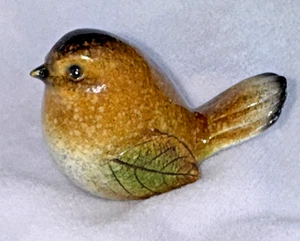 Ganz Ceramic Brown Bird Figurine with Leaf Wing Birder Birding - Picture 1 of 8