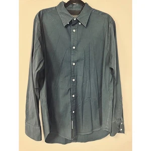 Rag & Bone New York Mens Long Sleeve Button Down Shirt Solid Large Navy Blue - Picture 1 of 6