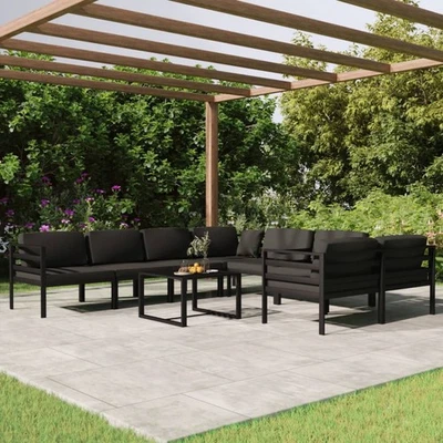 Garden Lounge Set Anthracite Aluminum, Polyester Large Modular - Image 1 of 4
