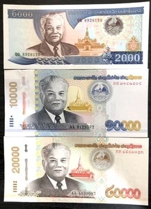 1997~2020 LAOS - 2000, 10000, 20000 KIP - UNC (3 NOTES) - Picture 1 of 2