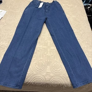 Mens Casual Cotton Stretch Denim Jeans Straight Leg Bottom Elastic Waist Pants - Picture 1 of 6
