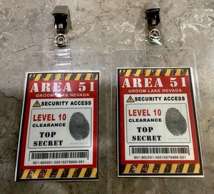 Set Of 2 “AREA 51 Groom Lake, Nevada Security Access Cosplay/Prop Badges - Picture 1 of 2