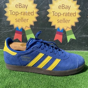 Adidas Originales Gazelle "Estocolmo" Azul/Amarillo Hombres Terraza Entrenadores Reino Unido 9 - Imagen 1 de 14