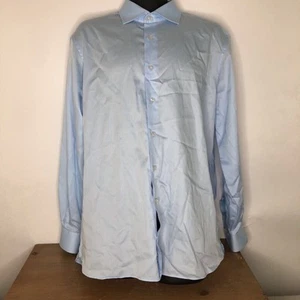Nordstrom Signature Dress Shirt Men Size 17.5 Light Blue Trim Fit 100% Cotton - Picture 1 of 7