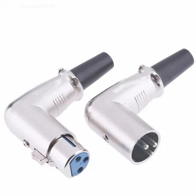 Audio Cable Converter 1 Pack Black&Silver Female-Male Male Metal Right Angle XLR - Image 1 of 4