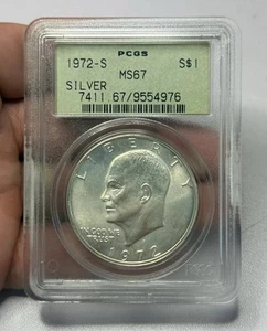 1972 S Silver Eisenhower Dollar PCGS MS67 OGH Edge Wear On Holder - Picture 1 of 6