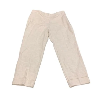Pantalones de vestir costeros Ann Taylor beige blanco recortados calce curvilíneo para mujer 14 oficina - Imagen 1 de 8