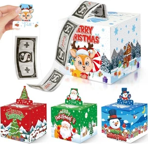 4er Pack Weihnachts Geld Geschenkboxen mit Ausziehkarten - Baum, Schneemann, Weihnachtsmann, El - Bild 1 von 2