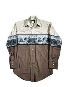 Wrangler Western Pearl Snap Vintage Cowboy Aztec Long Sleeve Men's Small - Picture 1 of 7