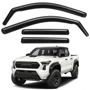 In Channel Window Sun Rain Visor Wind Guard Fit 2024-2025 Toyota Tacoma Crew Cab - Picture 1 of 14