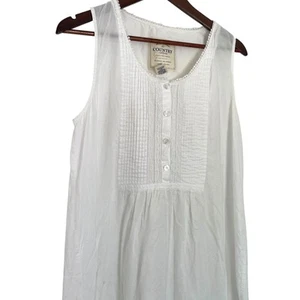 Vtg Victorias Secret Country Cotton Maxi Dress Nightgown S White Pintuck Prairie - Picture 1 of 6