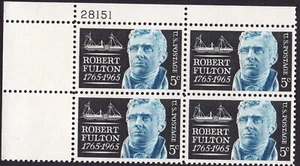 Scott #1270 Robert Fulton Steamboat Plate Block of 4 Stamps - MNH - Picture 1 of 2