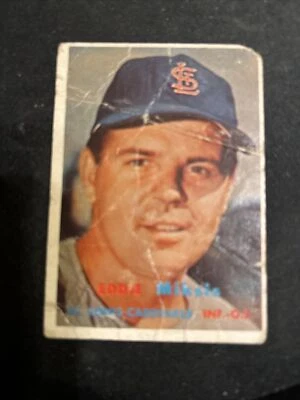 1957 Topps Baseball #350 Eddie Miksis St. Louis Cardinals P/F Creases Free Ship! - Image 1 of 4
