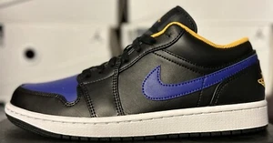 Nike Air Jordan 1 Low "Lakers" Black Dark Concord Taxi 553558-075 Sz 12 - Picture 1 of 5