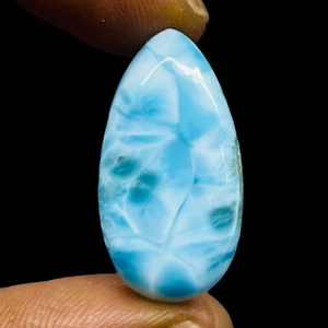 31.10 Cts Natural Larimar 30x16mm Pectolite Loose Cabochon Untreated Gemstone - Picture 1 of 8