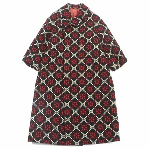 GUCCI 535769 GG Diamond Wool Coat wool long double chester coat black red 50 - Picture 1 of 12