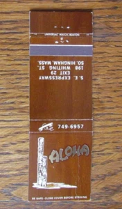 FUNDA TIKI BAR MATCHBOOK: ALOHA COMIDA POLINESIA SOUTH HINGHAM MASSACHUSETTS C24 - Imagen 1 de 1