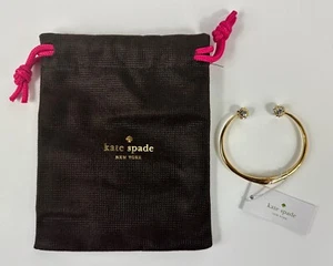 Kate Spade Lady Marmalade Open Cuff Hinged Pave Gold Tone Bracelet - Picture 1 of 6