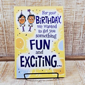 Hallmark Birthday Greeting Card From Us Yellow Blue Fun Exciting Humor - Picture 1 of 10