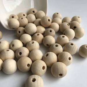 100X Wholesale Wooden Beads 19mm Large Unpainted Macrame 4mm Hole Wood Bead - Picture 1 of 6