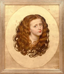 Large 19th Century Pre-Raphaelite Redhaired Girl - JOHN HARRIS VALDA (1835-1881) - Picture 1 of 18