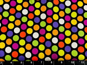Tina SCRAP 9"x21" Circles Polka dots Black Orange Halloween Parade Cotton Fabric - Picture 1 of 1