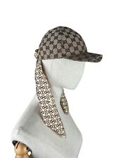 Rare Gucci Beige Monogram Baseball Cap With Silk Scarf