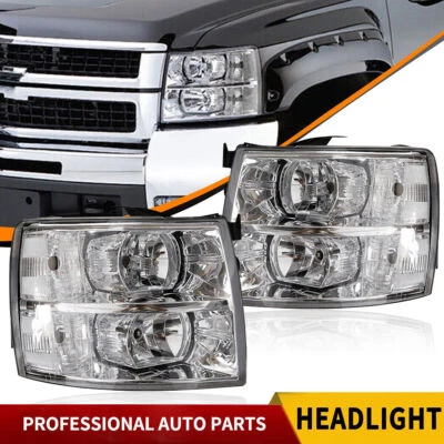 Conjunto de faros de carcasa cromados para Chevy Silverado 1500 2500 3500 07-13 Foto 1 de 4