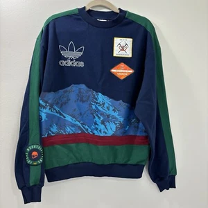 Adidas Men's Sky Mountain Adventure Patch Fleece Crewneck Sweatshirt Size Small - Picture 1 of 7