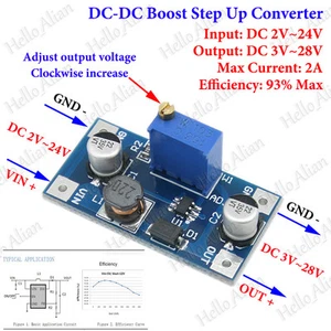DC-DC Boost Step Up Converter 3.3V 5V 6V 12V 24V Adjustable Power Supply Module - Picture 1 of 4