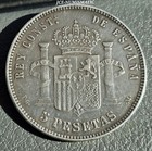 1891 - 5 Pesetas Spain Silver Coin -Baby King Alfonso XIII (1st Portrait)- NICE!