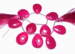 7.5" Strand Fuschia Pink CHALCEDONY 22-24mm Faceted Teardrop Earring Beads