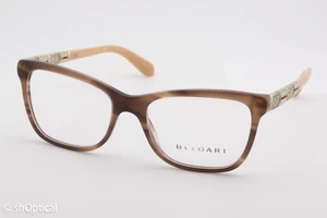 Bvlgari 4135-B 5240 Damen Eckig Brille Brillengestell Gestreift Braun 53mm - Bild 1 von 8