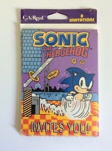 Sonic the Hedgehog 8 Invitations Card Vintage Sega Rare New 