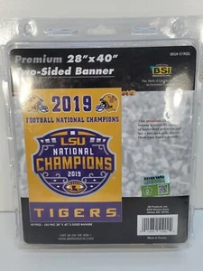 LSU TIGERS 2019 NATIONAL CHAMPS 2 SIDED 28"X40" HOUSE FLAG BANNER NCAA LICENSED - Picture 1 of 3