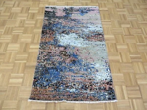 3'1 x 5 Hand Knotted Modern Abstract Oriental Rug With Silk G10464 - Picture 1 of 11