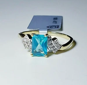 10K Yellow Gold Batalha Topaz & White Sapphire Ring Size 7/Anillo de Oro - Picture 1 of 12