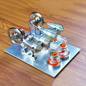Twin Cylinder Stirling Engine Model Miniature External Combustion Cycle Toy