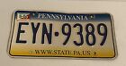 PENNSYLVANIA  Authentic License Plate  WWW.STATE.PA.US   PLATE # EYN-9389