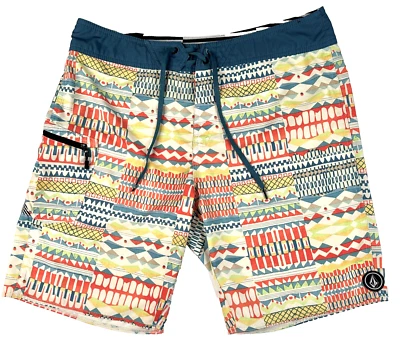 Volcom Mod Tech Mens Drawstring Lightweight Side Pocket Abstract Swim Shorts - Image 1 of 4